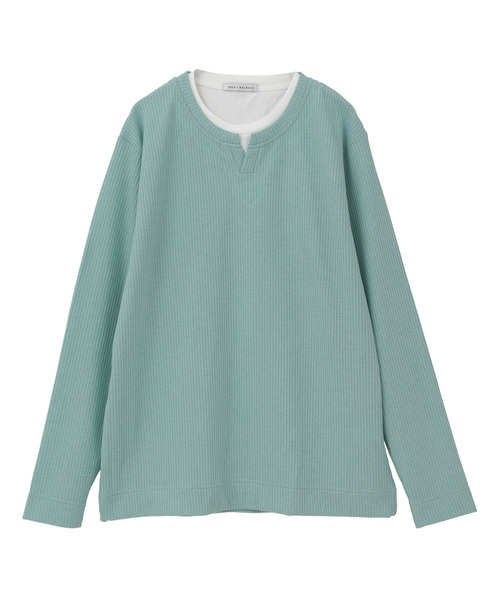 MEN'S MELROSE(メンズメルローズ)の「リンクスストライプカノコ キーネックTシャツ(Tシャツ/カットソー・メンズ・ネイビー/ライトグレー/グリーン・2/3/4)」の12枚目の写真