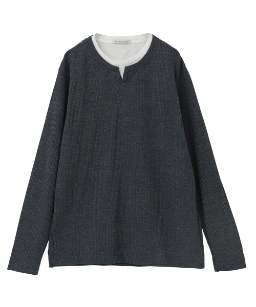 MEN'S MELROSE(メンズメルローズ)の「リンクスストライプカノコ キーネックTシャツ(Tシャツ/カットソー・メンズ・ネイビー/ライトグレー/グリーン・2/3/4)」の14枚目の写真
