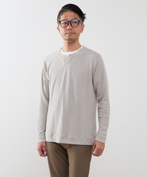 MEN'S MELROSE(メンズメルローズ)の「リンクスストライプカノコ キーネックTシャツ(Tシャツ/カットソー・メンズ・ネイビー/ライトグレー/グリーン・2/3/4)」の16枚目の写真