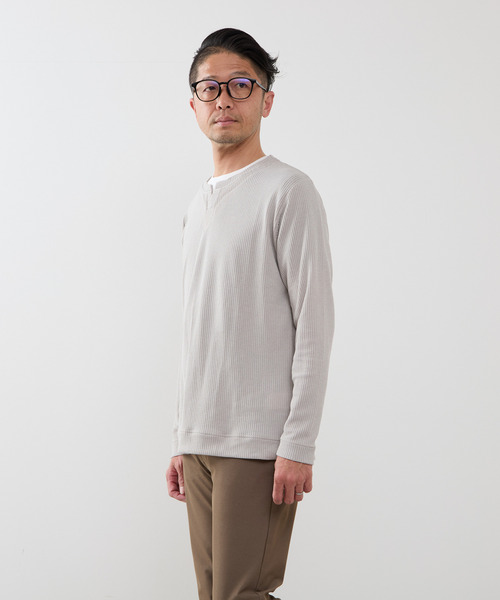MEN'S MELROSE(メンズメルローズ)の「リンクスストライプカノコ キーネックTシャツ(Tシャツ/カットソー・メンズ・ネイビー/ライトグレー/グリーン・2/3/4)」の17枚目の写真