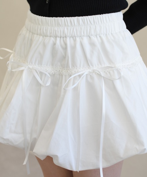 31 Sons de mode（トランテアン　ソン　ドゥ　モード）の「一部店舗限定 ティアードフレアリボンミニスカート（スカート・レディース・ホワイト・ﾌﾘ-）」の9枚目の写真