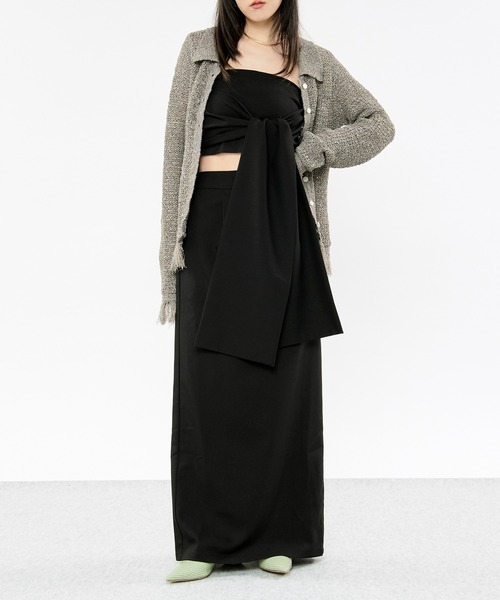 Ezick（エジック）の「nep yarn mix fringe knit ネップヤーンミックスフリンジニットポロカーディガン（カーディガン/ボレロ・レディース・グレー/ブラック・FREE）」の20枚目の写真