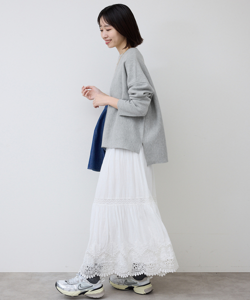 SLOBE IENA（スローブイエナ）の「《セットアップ対応可/追加2》コットンダブルフェイスプルオーバー（ニット/セーター・レディース・ベージュ/イエロー/チャコールグレー/ネイビー・FREE）」の6枚目の写真