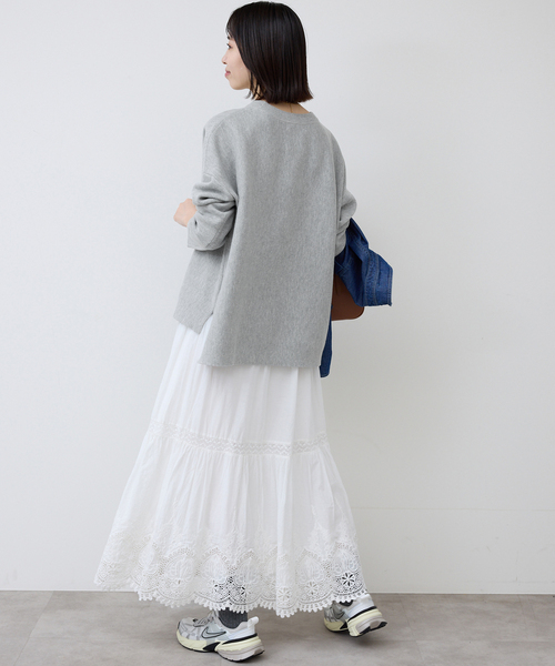 SLOBE IENA（スローブイエナ）の「《セットアップ対応可/追加2》コットンダブルフェイスプルオーバー（ニット/セーター・レディース・ベージュ/イエロー/チャコールグレー/ネイビー・FREE）」の7枚目の写真