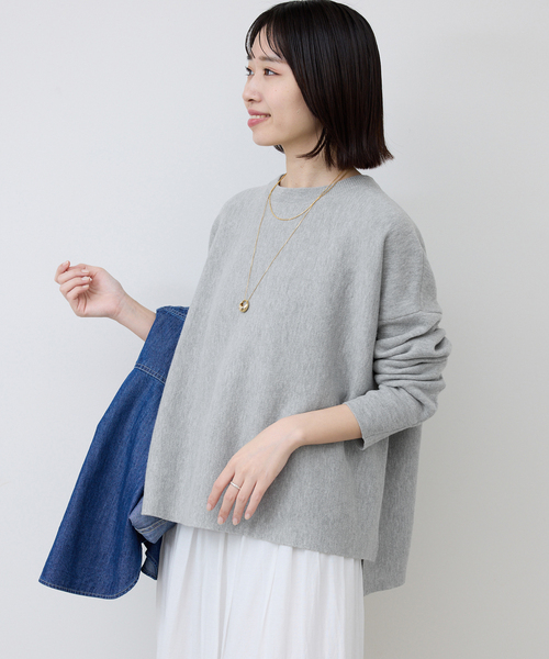 SLOBE IENA（スローブイエナ）の「《セットアップ対応可/追加2》コットンダブルフェイスプルオーバー（ニット/セーター・レディース・ベージュ/イエロー/チャコールグレー/ネイビー・FREE）」の8枚目の写真