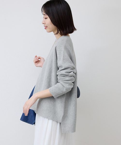 SLOBE IENA（スローブイエナ）の「《セットアップ対応可/追加2》コットンダブルフェイスプルオーバー（ニット/セーター・レディース・ベージュ/イエロー/チャコールグレー/ネイビー・FREE）」の9枚目の写真