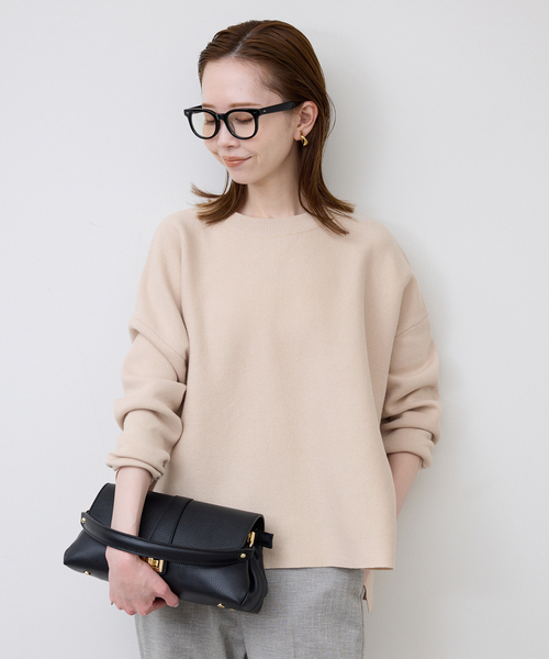 SLOBE IENA（スローブイエナ）の「《セットアップ対応可/追加2》コットンダブルフェイスプルオーバー（ニット/セーター・レディース・ベージュ/イエロー/チャコールグレー/ネイビー・FREE）」の17枚目の写真