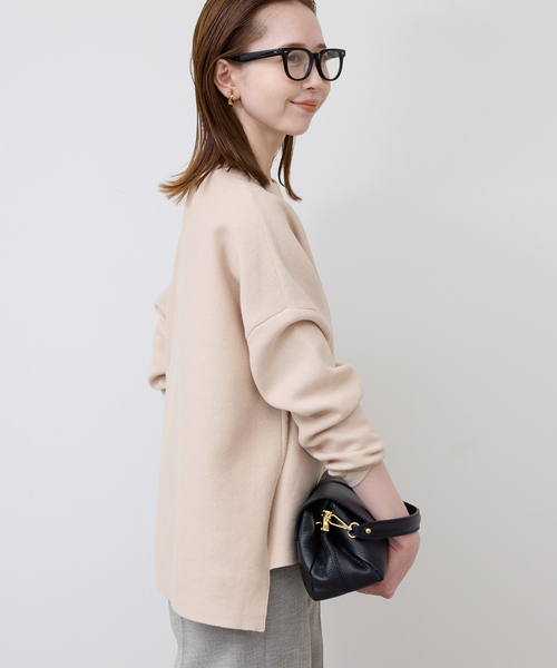 SLOBE IENA（スローブイエナ）の「《セットアップ対応可/追加2》コットンダブルフェイスプルオーバー（ニット/セーター・レディース・ベージュ/イエロー/チャコールグレー/ネイビー・FREE）」の18枚目の写真