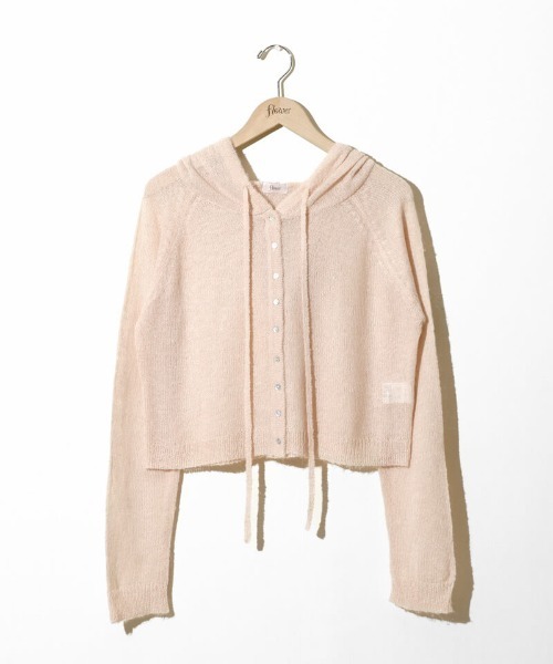 flower（フラワー）の「フラッフニットフーディー（カーディガン/ボレロ・レディース・グレー/ピンク・FREE）」の2枚目の写真