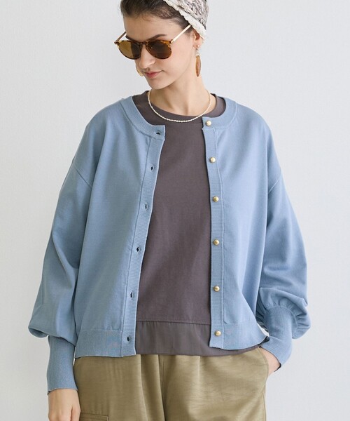 NICOLE white(ニコルホワイト)の「ニットカーディガン(カーディガン/ボレロ・レディース・サックスブルー/オフホワイト/チャコールグレー/レッド・FREE)」の3枚目の写真