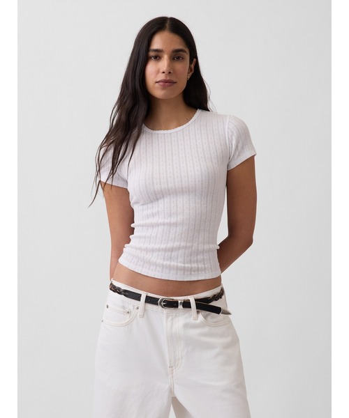 GAP(ギャップ)の「ポインテール クルーネックTシャツ(Tシャツ/カットソー・レディース・イエロー/ホワイト/ピンク/ブルー・XXS/XL/L/M/S/XS)」の2枚目の写真