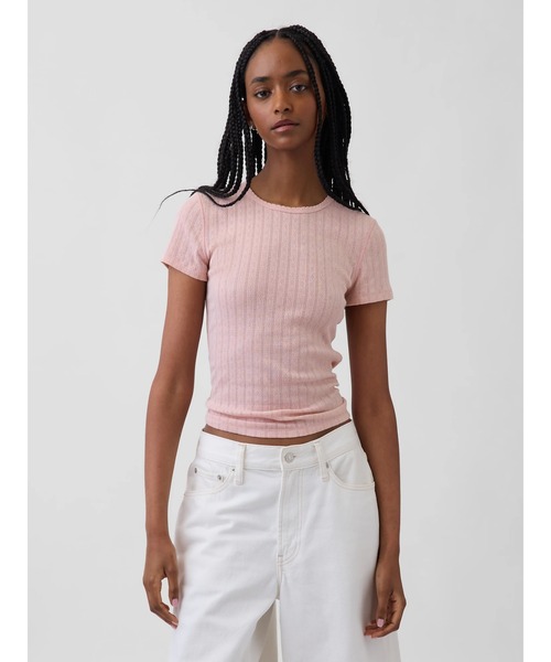 GAP(ギャップ)の「ポインテール クルーネックTシャツ(Tシャツ/カットソー・レディース・イエロー/ホワイト/ピンク/ブルー・XXS/XL/L/M/S/XS)」の4枚目の写真