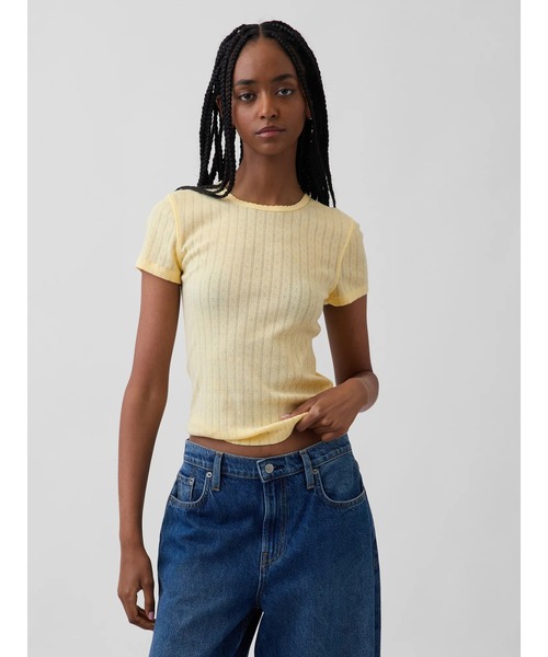 GAP(ギャップ)の「ポインテール クルーネックTシャツ(Tシャツ/カットソー・レディース・イエロー/ホワイト/ピンク/ブルー・XXS/XL/L/M/S/XS)」の1枚目の写真