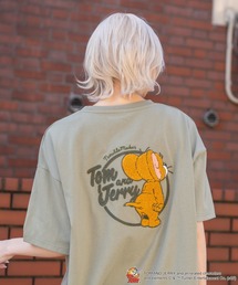 【TOM&JERRY/トムとジェリー】【ゆったりルーズシルエット 体形カバー】バックサガラ刺繍 半袖Tシャツ ワンポイント レトロ アメカジ キャラクター トムジェリ