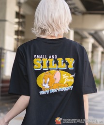 【TOM＆JERRY/トムとジェリー】【ゆったりルーズシルエット 体形カバー】バックサガラ刺繍 半袖Tシャツ ワンポイント レトロ アメカジ キャラクター トムジェリ