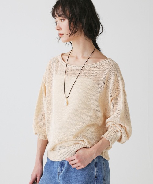 BABYLONE（バビロン）の「ペーパー2WAYプルオーバー（ニット/セーター・レディース・ピンク/ホワイト/チャコール・フリー）」の3枚目の写真