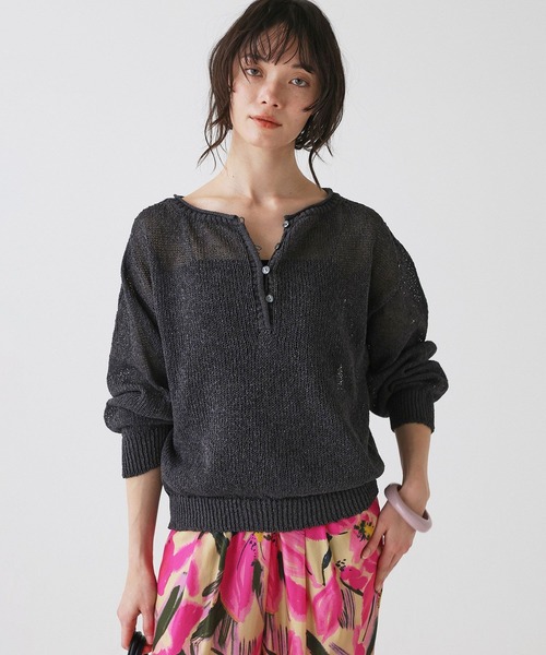 BABYLONE（バビロン）の「ペーパー2WAYプルオーバー（ニット/セーター・レディース・ピンク/ホワイト/チャコール・フリー）」の4枚目の写真