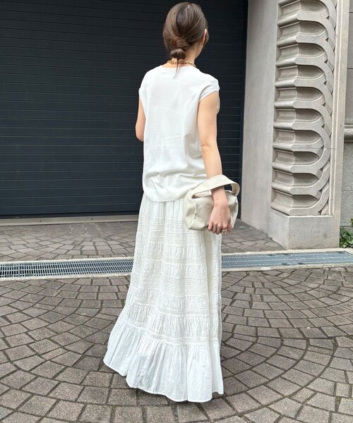 DouDou(ドゥドゥ)の「インドレースティアードスカート(スカート・レディース・ホワイト/ブラック・FREE)」の7枚目の写真