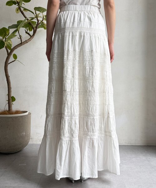 DouDou(ドゥドゥ)の「インドレースティアードスカート(スカート・レディース・ホワイト/ブラック・FREE)」の15枚目の写真