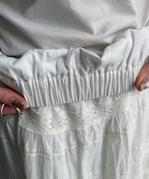 DouDou(ドゥドゥ)の「インドレースティアードスカート(スカート・レディース・ホワイト/ブラック・FREE)」の17枚目の写真