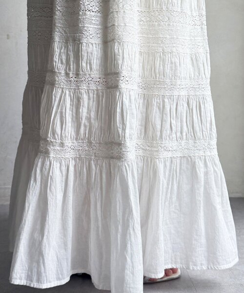 DouDou(ドゥドゥ)の「インドレースティアードスカート(スカート・レディース・ホワイト/ブラック・FREE)」の18枚目の写真