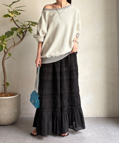 DouDou(ドゥドゥ)の「インドレースティアードスカート(スカート・レディース・ホワイト/ブラック・FREE)」の19枚目の写真