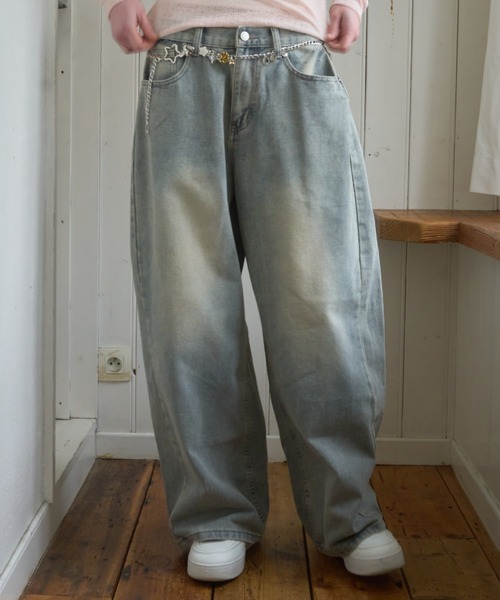 Birthday room（バースデイルーム）の「サイドピンタックバレルレッグデニム/Side pintuck barrel leg denim（デニムパンツ・レディース・ライトブルー/ブルー・FREE）」の17枚目の写真