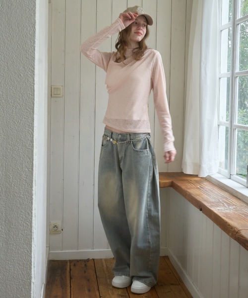 Birthday room（バースデイルーム）の「サイドピンタックバレルレッグデニム/Side pintuck barrel leg denim（デニムパンツ・レディース・ライトブルー/ブルー・FREE）」の21枚目の写真