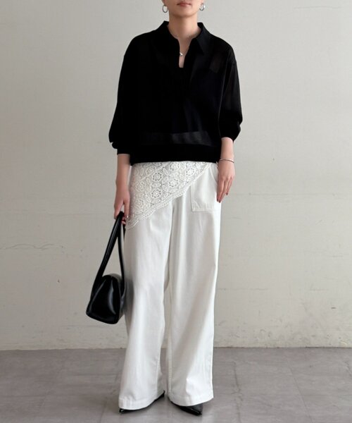 LOUNGEDRESS（ラウンジドレス）の「【GALENA/ガレナ】コットンレーススカーフ（バンダナ/スカーフ・レディース・オフホワイト・FREE）」の3枚目の写真