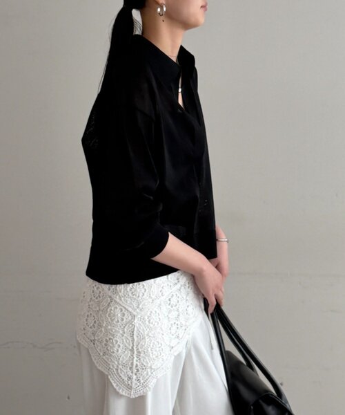 LOUNGEDRESS（ラウンジドレス）の「【GALENA/ガレナ】コットンレーススカーフ（バンダナ/スカーフ・レディース・オフホワイト・FREE）」の4枚目の写真