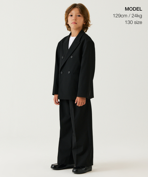 MUSINSA STANDARD KIDS（ムシンサスタンダードキッズ）の「ダブルブレストブレザー [ブラック]（ブルゾン・レディース・その他・120/130/140/150/160/110）」の2枚目の写真