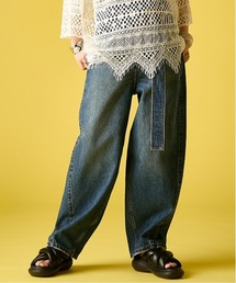 GEVS. | 綿100％バレルレッグデニムパンツ(共布ベルト付)＜大きいサイズ有＞GEVS.(デニムパンツ)