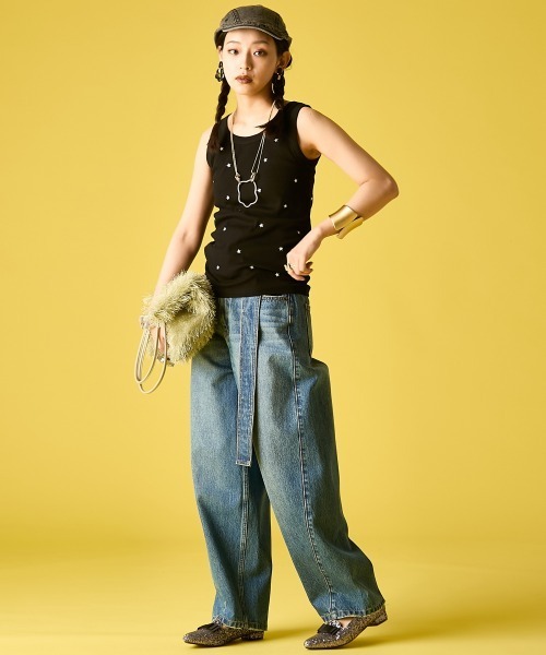 GEVS.(ジェイヴィス)の「綿100%バレルレッグデニムパンツ(共布ベルト付)<大きいサイズ有>GEVS.(デニムパンツ・レディース・ネイビー系/ブルー系・68/70/73/76/84/80/88/92/96/98/106)」の13枚目の写真