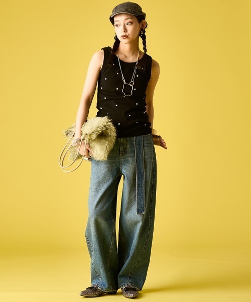 GEVS.(ジェイヴィス)の「綿100%バレルレッグデニムパンツ(共布ベルト付)<大きいサイズ有>GEVS.(デニムパンツ・レディース・ネイビー系/ブルー系・68/70/73/76/84/80/88/92/96/98/106)」の14枚目の写真