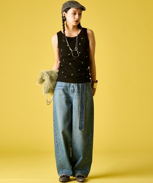 GEVS.(ジェイヴィス)の「綿100%バレルレッグデニムパンツ(共布ベルト付)<大きいサイズ有>GEVS.(デニムパンツ・レディース・ネイビー系/ブルー系・68/70/73/76/84/80/88/92/96/98/106)」の16枚目の写真