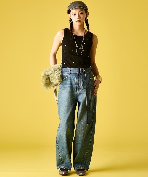 GEVS.(ジェイヴィス)の「綿100%バレルレッグデニムパンツ(共布ベルト付)<大きいサイズ有>GEVS.(デニムパンツ・レディース・ネイビー系/ブルー系・68/70/73/76/84/80/88/92/96/98/106)」の17枚目の写真