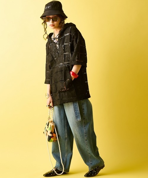 GEVS.(ジェイヴィス)の「綿100%バレルレッグデニムパンツ(共布ベルト付)<大きいサイズ有>GEVS.(デニムパンツ・レディース・ネイビー系/ブルー系・68/70/73/76/84/80/88/92/96/98/106)」の19枚目の写真