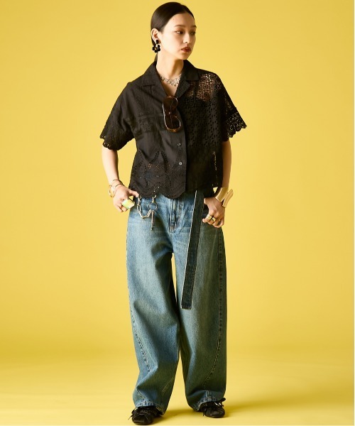 GEVS.(ジェイヴィス)の「綿100%バレルレッグデニムパンツ(共布ベルト付)<大きいサイズ有>GEVS.(デニムパンツ・レディース・ネイビー系/ブルー系・68/70/73/76/84/80/88/92/96/98/106)」の22枚目の写真