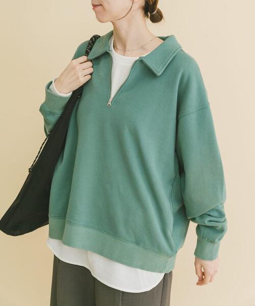 ITEMS URBANRESEARCH（アイテムズ アーバンリサーチ）の「ハーフジップフェード裏毛プルオーバー（スウェット・メンズ・グリーン/レッド/ブラック/イエロー・LARGE/MEDIUM）」の3枚目の写真