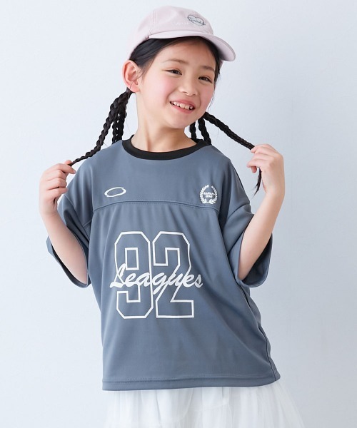 devirock（デビロック）の「【涼感 サラッとメッシュ】BIGシルエット ナンバリングプリント 半袖Tシャツ（Tシャツ/カットソー・キッズ・ライトグレー/ブラック/ブルーグレー/ダークグリーン・100cm/110cm/120cm/130cm/140cm/150cm/160cm）」の3枚目の写真