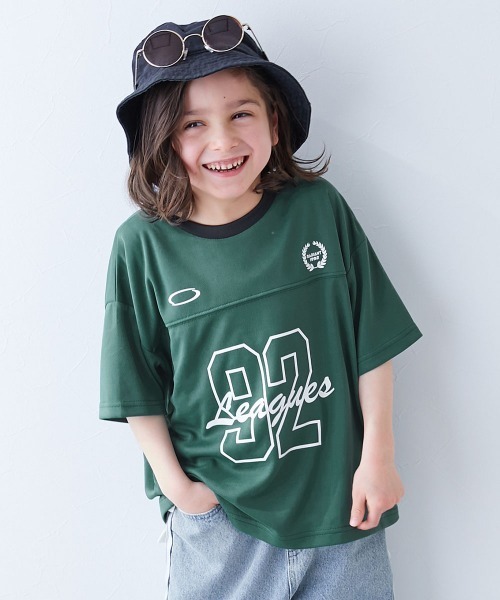 devirock（デビロック）の「【涼感 サラッとメッシュ】BIGシルエット ナンバリングプリント 半袖Tシャツ（Tシャツ/カットソー・キッズ・ライトグレー/ブラック/ブルーグレー/ダークグリーン・100cm/110cm/120cm/130cm/140cm/150cm/160cm）」の4枚目の写真