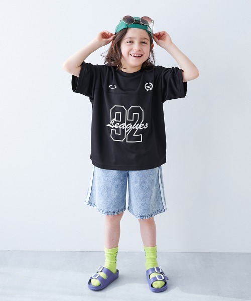 devirock（デビロック）の「【涼感 サラッとメッシュ】BIGシルエット ナンバリングプリント 半袖Tシャツ（Tシャツ/カットソー・キッズ・ライトグレー/ブラック/ブルーグレー/ダークグリーン・100cm/110cm/120cm/130cm/140cm/150cm/160cm）」の11枚目の写真