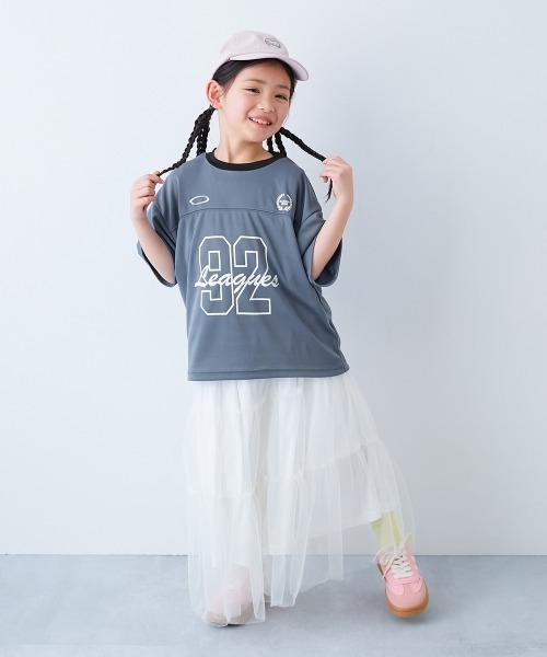 devirock（デビロック）の「【涼感 サラッとメッシュ】BIGシルエット ナンバリングプリント 半袖Tシャツ（Tシャツ/カットソー・キッズ・ライトグレー/ブラック/ブルーグレー/ダークグリーン・100cm/110cm/120cm/130cm/140cm/150cm/160cm）」の14枚目の写真