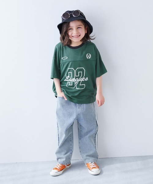 devirock（デビロック）の「【涼感 サラッとメッシュ】BIGシルエット ナンバリングプリント 半袖Tシャツ（Tシャツ/カットソー・キッズ・ライトグレー/ブラック/ブルーグレー/ダークグリーン・100cm/110cm/120cm/130cm/140cm/150cm/160cm）」の16枚目の写真