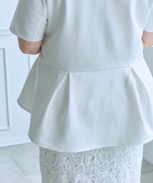 SMILE LAND(スマイルランド)の「<大きいサイズ>【らめちゃんコラボ】ペプラムカットソートップス(Tシャツ/カットソー・レディース・ホワイト/ブラック・5L/4L/3L/LL/L)」の10枚目の写真