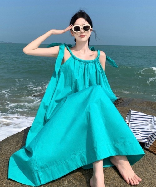 Ritzy(リッツィー)の「ターコイズブルーのキャミワンピース(ワンピース・レディース・ブルー・M/S)」の9枚目の写真