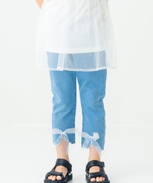 AIMABLE（エマーブル）の「【ふわっとリボン×ストレッチ】裾スリットパンツ（デニムパンツ）」