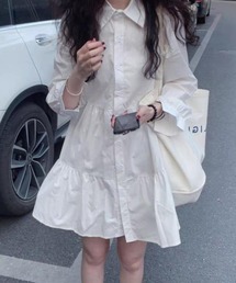 ティアードシャツワンピ