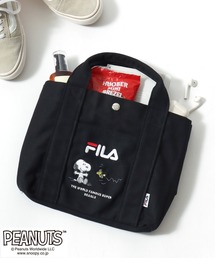 FILA×PEANUTS(フィラ ピーナッツ)ブランドロゴ キャラクター刺繍 キャンバスミニトートバッグ