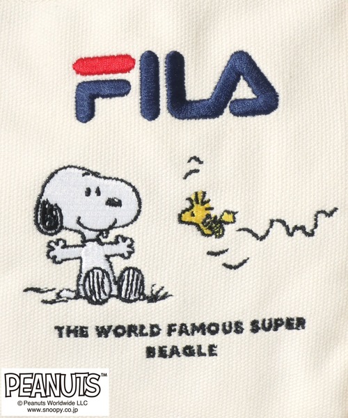 PEANUTS(ピーナッツ)の「FILA×PEANUTS(フィラ ピーナッツ)ブランドロゴ キャラクター刺繍 キャンバスミニトートバッグ(トートバッグ・レディース・ホワイト系/ブラック/ホワイト×ネイビー・FREE)」の13枚目の写真